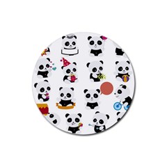 Playing Pandas Cartoons Rubber Coaster (round)  by Vaneshart