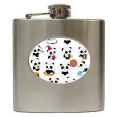 Playing Pandas Cartoons Hip Flask (6 Oz) by Vaneshart