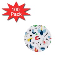 Vector Set Isolates With Cute Birds Scandinavian Style 1  Mini Buttons (100 Pack) 