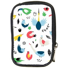 Vector Set Isolates With Cute Birds Scandinavian Style Compact Camera Leather Case by Vaneshart