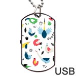 Vector Set Isolates With Cute Birds Scandinavian Style Dog Tag USB Flash (Two Sides) Back