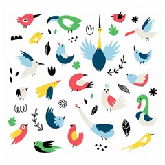 Vector Set Isolates With Cute Birds Scandinavian Style Wooden Puzzle Square by Vaneshart