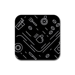 Coffee Background Rubber Square Coaster (4 Pack) 