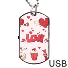 Hand Drawn Valentines Day Element Collection Dog Tag Usb Flash (two Sides)