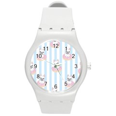 French Bulldog Dog Seamless Pattern Round Plastic Sport Watch (m)