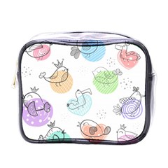 Cartoon Bird Cute Doodle Bird Mini Toiletries Bag (one Side)