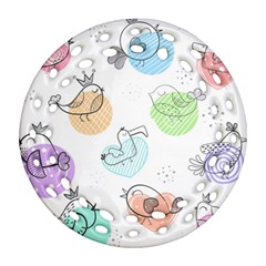 Cartoon Bird Cute Doodle Bird Round Filigree Ornament (two Sides)