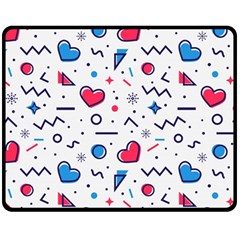 Hearts Seamless Pattern Memphis Style Fleece Blanket (medium) 