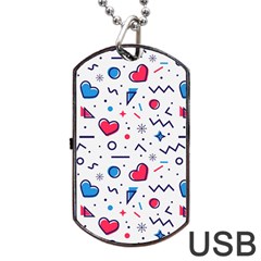 Hearts Seamless Pattern Memphis Style Dog Tag Usb Flash (two Sides)
