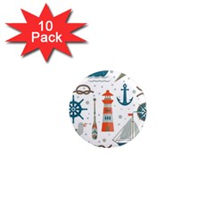 Nautical Elements Pattern Background 1  Mini Magnet (10 Pack) 