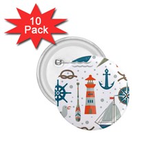 Nautical Elements Pattern Background 1 75  Buttons (10 Pack)