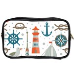 Nautical Elements Pattern Background Toiletries Bag (Two Sides) Front