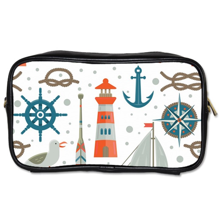 Nautical Elements Pattern Background Toiletries Bag (Two Sides)