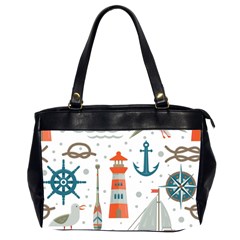 Nautical Elements Pattern Background Oversize Office Handbag (2 Sides)