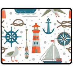 Nautical Elements Pattern Background Fleece Blanket (medium)  by Vaneshart