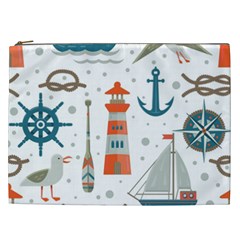 Nautical Elements Pattern Background Cosmetic Bag (xxl)