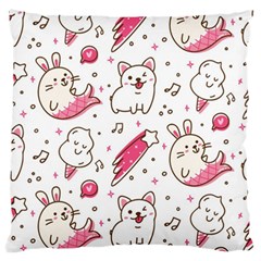 Cute Animals Seamless Pattern Kawaii Doodle Style Large Cushion Case (two Sides) by Vaneshart