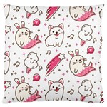 Cute Animals Seamless Pattern Kawaii Doodle Style Large Cushion Case (Two Sides) Back
