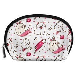 Cute Animals Seamless Pattern Kawaii Doodle Style Accessory Pouch (large)