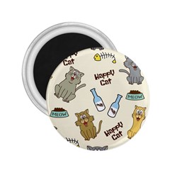 Happy Cats Pattern Background 2 25  Magnets