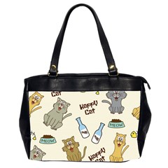 Happy Cats Pattern Background Oversize Office Handbag (2 Sides) by Vaneshart