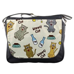 Happy Cats Pattern Background Messenger Bag