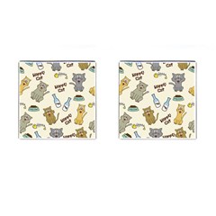 Happy Cats Pattern Background Cufflinks (square)