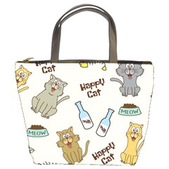 Happy Cats Pattern Background Bucket Bag by Vaneshart