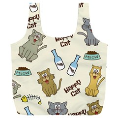 Happy Cats Pattern Background Full Print Recycle Bag (xxxl) by Vaneshart