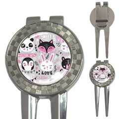 Big Set With Cute Cartoon Animals Bear Panda Bunny Penguin Cat Fox 3-in-1 Golf Divots by Vaneshart