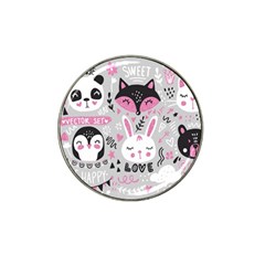 Big Set With Cute Cartoon Animals Bear Panda Bunny Penguin Cat Fox Hat Clip Ball Marker by Vaneshart