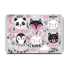 Big Set With Cute Cartoon Animals Bear Panda Bunny Penguin Cat Fox Small Doormat  by Vaneshart