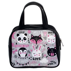 Big Set With Cute Cartoon Animals Bear Panda Bunny Penguin Cat Fox Classic Handbag (two Sides) by Vaneshart