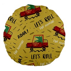 Childish Seamless Pattern With Dino Driver Large 18  Premium Flano Round Cushions