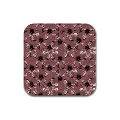 Hibiscus Flowers Collage Pattern Design Rubber Square Coaster (4 Pack)  by dflcprintsclothing