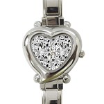 Seamless Pattern With Black White Doodle Dogs Heart Italian Charm Watch Front