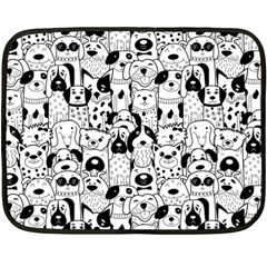 Seamless Pattern With Black White Doodle Dogs Double Sided Fleece Blanket (mini) 