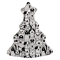 Seamless Pattern With Black White Doodle Dogs Christmas Tree Ornament (two Sides)