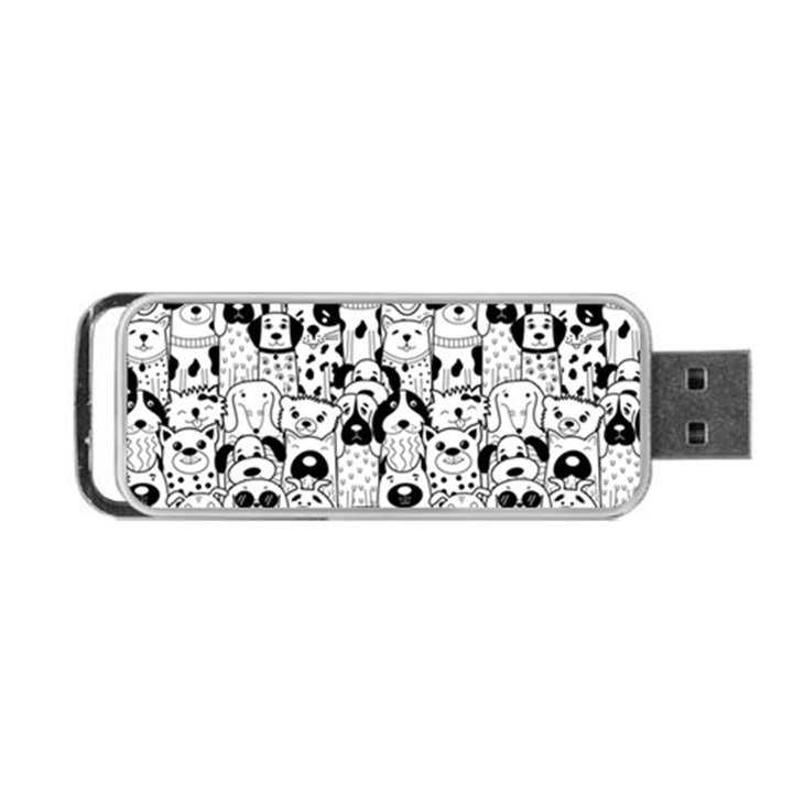 Seamless Pattern With Black White Doodle Dogs Portable USB Flash (Two Sides)