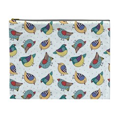 Seamless Pattern With Hand Drawn Bird Black Cosmetic Bag (xl)