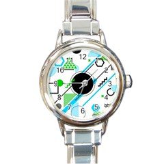 Geometric Shapes Background Round Italian Charm Watch