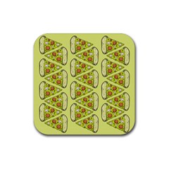 Pizza Fast Food Pattern Seamles Design Background Rubber Coaster (square)  by Vaneshart