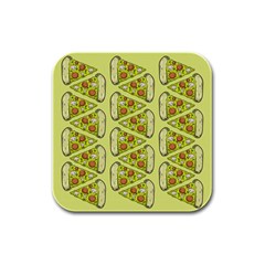 Pizza Fast Food Pattern Seamles Design Background Rubber Square Coaster (4 Pack)  by Vaneshart