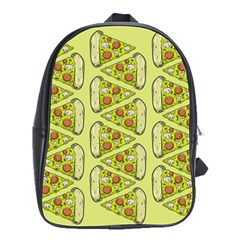 Pizza Fast Food Pattern Seamles Design Background School Bag (large)