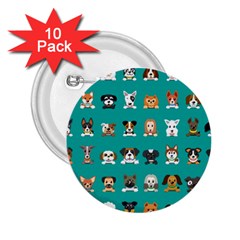 Different Type Vector Cartoon Dog Faces 2 25  Buttons (10 Pack)  by Vaneshart
