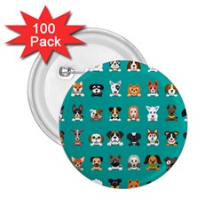 Different Type Vector Cartoon Dog Faces 2 25  Buttons (100 Pack)  by Vaneshart