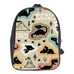 Seamless Pattern With Dinosaurs Silhouette School Bag (large) by Vaneshart