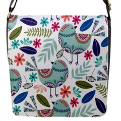 Floral Pattern With Birds Flowers Leaves Dark Background Flap Closure Messenger Bag (s)