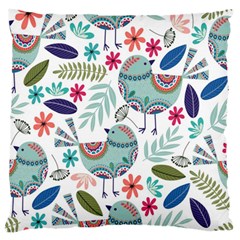 Floral Pattern With Birds Flowers Leaves Dark Background Standard Flano Cushion Case (one Side)