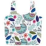 Floral Pattern With Birds Flowers Leaves Dark Background Full Print Recycle Bag (XXL) Back